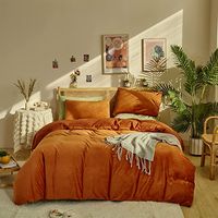 Wellboo Burnt Orange Velvet Comforter Sets Queen Women Girls Rust Caramel Fluffy Bedding Comforters Solid Terracotta Flannel Modern Aesthetic Quilts Warm Winter Plain Reddish Plush 3 PCS Blankets Soft