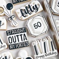 Laura on Instagram: "Straight outta his 40’s! Time to have fun at Fifty!! #50thbirthdaycookies #straightouttacookies #birthdaycookies #customcookies #sugarcookies #instacookies #50thbirthday #metrodetroit"