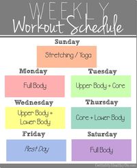 Try this weekly exercise routine to challenge yourself and keep yourself accountable as you work towards your fitness goals!