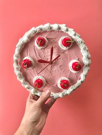 "Handmade faux cake clock. Fully functional, battery operated. Battery not included. 8\" diameter. Depending on availability, the style of the clock hands can vary slightly from pictured. All clock hands are carefully selected to fit the clock, but some differences can occur. These faux cake clocks are lightweight and add a quirky statement to any wall! y2k aesthetic."