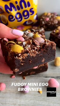 25min · 16 servings     FUDGY MINI EGG BROWNIES 😍  These brownies are sooo thick and fudgy and they’re packed with mini eggs! Perfect for Easter 🐣 (or now… let’s be real no one’s waiting until April to eat Mini Eggs)  Sound on for tips on how to make these brownies perfect 😘🔉  All you need is:  • 170g unsalted butter, melted & cooled slightly  • 250g caster sugar  • 3 large eggs  • 250g dark chocolate, melted & cooled slightly  • 150g Cadburys chocolate spread (or any chocolate spread)  • 100g plain flour  • 30g cocoa powder  • 1 tsp salt  • 300g Mini eggs (150g for the batter, 150g for the top)  Tin size: 8x8”  Bake 190C/(170C fan) 25 mins - I found the edges and some of the mini eggs burnt slightly when baking, so feel free to tent the tin with foil for the last 5 minutes to stop thi