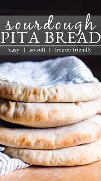 Soft, tender and fluffy Sourdough Pita Bread for all the sandwich stuffings, and a vehicle for scooping up flavorful dips and spreads like my Artichoke Hummus or you can make Greek Pita Sandwiches with them! Use your doubled in size Sourdough Starter to whip up this sourdough pita recipe. This recipe is vegetarian and vegan friendly.