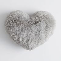 Pottery Barn Teen Recycled Fluffy Luxe Heart Pillow Stone Gray Color 14” Wide By 16” Long 100% Recycled Polyester Sewn Closed, No Insert Required New With Tags