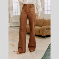 Bnwt Sezane Le 70s Denim Trousers In Shade Coffee In Size 48/16. Fabric Is 100% Cotton. Measurements Upon Request.