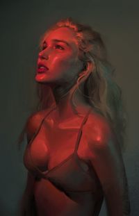 “Copy Practice” - Two B {beautiful blonde female dim lighting digital painting}