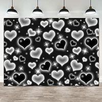 Early 2000s Party Decorations Old School Backdrops Valentine's Day Glitter Heart 16th 18th 30th Women Men 90s Happy Birthday Background Selfile Wall Decor