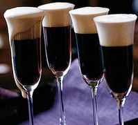 Black Velvets for St Patrick's Day. Guinness and Champagne. Invented in 1861 at Brook’s Club in London. Prince Albert had died, everyone was in mourning. The story goes that the steward at the club, overcome with the emotion of the occasion, ordered that even the champagne should be put into mourning and proceeded to mix it with Guinness.