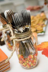 Baby Mama Juice: Fall Harvest Party 2012.. this would be a cute silverware display for dining.