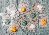 Eco-friendly macramé magnets. Perfect little addition of boho touch to use on your fridge or on magnetic boards in your home office or nursery. Made of plastic-free 100% natural recycled and biodegradable cotton cord attached to a 28mm wide strong magnet.