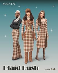 Plaid, but make it chic! 🧥✨ sims 4 cc ts4cc ts4mm maxis match plaid coat fall winter turtleneck brown beige