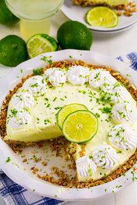 No-Bake Margarita Pie in pretzel crust.