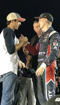 Chase Elliott congratulating William Byron on his Xfinity championship, Homestead 2017