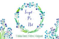 Forget-Me-Not Watercolor Flowers by SunsetWatercolors on @creativemarket