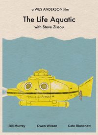 "The Life Aquatic with Steve Zissou film poster. This is the third version. This is an original print illustrated by me, the artist. Size is approximately 16\" by 12\". Print will be shipped in a protective tube. Check out my other Movie prints in the series: http://www.etsy.com/shop/monstergallery?section_id=5404018 Note: Since each monitor is different colors may vary slightly from actual poster color."