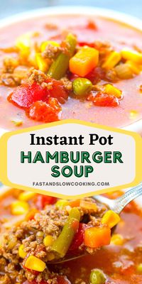 Instant Pot Hamburger Soup - Fast and Slow Cooking