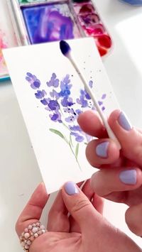 Anna Koliadych | Lavender painting with watercolor and cotton swab 💜💚 #watercolor #watercolorpainting #watercolortutorial #artinspiration #paintingprocess #… | Instagram