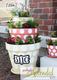 Pots with house numbers