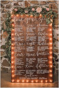 Don't have a basic seating chart, when you could have a statement piece instead. Don’t lose sight of what is right in front of your eyes and save this pin now. #SeatingCharts #SayIDo #DivineWeddingDesigns #WeddingVibes #MyPerfectDay #OutdoorWedding #MyForever