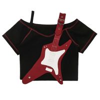 Guitar Applique Black and Red T-shirt