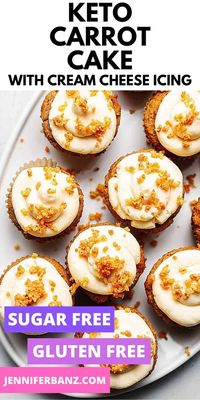 Keto Carrot Cake Muffins recipe - this bakery classic has an easy gluten free and sugar free twist. The best keto carrot cake cupcakes are spiced, super moist muffins topped with rich and creamy cream cheese frosting.