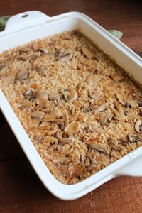 This tasty baked rice recipe has beef broth and mushrooms to make it the perfect savory side dish. It only takes a few minutes to put together and is hands off once it's in the oven. So it is an easy and delicious addition to a dinner menu.