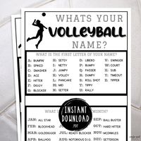 "Whats Your Volleyball Name Game | Printable Volleyball Team Party Games | Travel Volleyball | Volleyball Team Building Games | Icebreakers Hit that ♥︎ to Favorite this Game! This Whats Your Volleyball Name Game is such a fun Volleyball game to play with your friends, family, or team at your next volleyball related party, tailgate, or event! Impress your guests with the fun and unique games you brought to the party! Bring the fun with this super easy Volleyball Printable Party Game! Great party