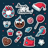 Vector lindo doodle pegatinas de navidad... | Premium Vector #Freepik #vector #fondo #navidad #invierno #feliz-navidad