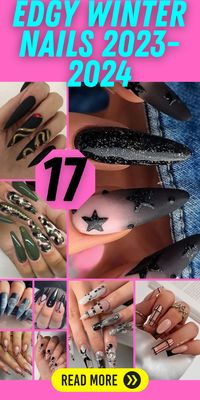 Dark and Edgy: Acrylic Grunge Winter Nails for 2023-2024: Make a statement this winter with dark and edgy acrylic grunge winter nails for 2023-2024. Available in short and long styles, these nails showcase intricate snowflake art with a grunge twist. Whether you choose black, red, or blue hues, these nails are perfect for those who crave a bold and alternative look during the holiday season.