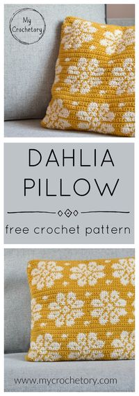 Dahlia Pillow - free crochet pattern with a chart by www.mycrochetory.com