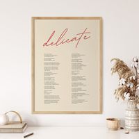 Delicate Printable Poster, Taylor Swift Digital Download, Delicate Lyrics, Taylor Swift Poster, Instant Download, Taylor Swift Print, Boho