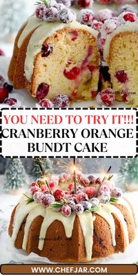 Indulge in the festive flavors of Cranberry Orange Bundt Cake, a perfect holiday treat. This moist cake is infused with fresh orange zest and studded with tart cranberries, topped with a sweet glaze.