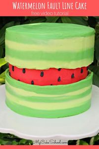 Watermelon Fault Line Cake- Free Cake Decorating Video Tutorial | My Cake School