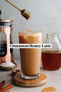 This Cinnamon Honey Latte is the perfect afternoon (or monring) pick-me-up. Its easy to make with or without an espresso maker and so delicious youll be happy to skup the coffee shop! #honeylatte