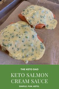 This Creamy Garlic Parmesan sauce is perfect to top your chicken or salmon! The Keto macros are amazing and the flavor is out of this world! The trick is to not overcook the sauce on the stovetop... which means it only takes minutes to prepare! #ketodiet #keto #ketorecipeseasy #salmonrecipes