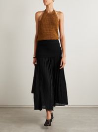 Black Paige pleated crepon and stretch-knit maxi skirt | PROENZA SCHOULER | NET-A-PORTER