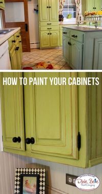 Learn how to paint your kitchen cabinets from Dixie Belle Paint Company. Read more on our blog now! #dixiebellepaint #bestpaintonplanetearth #chalklife #homedecor #doityourself #diy #chalkmineralpaint #chalkpainted #easypeasypaint #makingoldnew #whybuynew