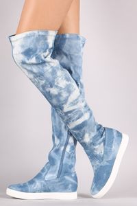 Denim Over-The-Knee Sneaker Boots