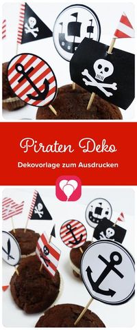 Piraten-Deko-Picker! Verziere Deine Muffins doch mit diesen süßen Deko-Picker bei der nächsten Piraten-Party! Dann werden die kleinen Seemänner auch perfekt auf das Motto eingestimmt! Direkt Download! Weitere tolle Idee für den nächsten Kindergeburtstag gibt es auf blog.balloonas.com #motto #kindergeburtstag #mottoparty #balloonas #party #pirate #fluchderkaribik #seeman #deko #dekopicker #cupcake #backen #download #diy