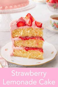 Soft, tender, and fluffy, this Strawberry Lemonade Cake recipe is bursting with bright flavors from the lemon juice, lemon zest, and fresh strawberries. A delicious strawberry buttercream with hints of lemon frosted between each layer of cake paired with a strawberry reduction, you won’t be able to get enough of it after your first bite! It is so beautiful and refreshing, it makes for the perfect spring or summer cake.