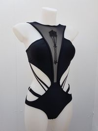 " SAMASARA " Monobokini Black monobiki Black lycra Back ajustable Tanga panties -------- Maillot de bain " Samsara " Maillot de...