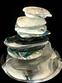 One -of-a-kind cast glass Rocky Mountain Cairn sculpture by Heather Cuell | Effusion Art Gallery + Glass Studio, Invermere BC