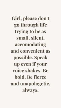 🌸🌺🌻Hey there, beautiful souls! Today, we want to remind you of something important: you are not meant to be small, silent, or accommodating in this world. You are meant to be bold, fierce, and unapologetic. So, if you ever catch yourself trying to shrink or silence yourself to fit into someone else's idea of who you should be, take a deep breath and remember this: your voice matters, and you deserve to be heard.🌸🌺🌻 🦋Speak up, even if your voice shakes. Stand tall, even if you feel small. Be ...