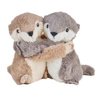 The Warmies Warm Hugs Microwavable Otters are a pair of adorable, heatable plush toys designed to provide warmth, comfort, and companionship.

This set features two cute otters nestled together, showcasing their playful expressions and soft, rounded bodies. The otters have a lovely brown colour with lighter accents, creating a charming and endearing appearance that appeals to both children and adults.