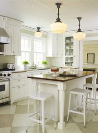 Farm House Lights and a Wood Ceiling add charm to this gorgeous kitchen!