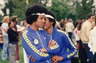 MJ and his siblings at the first Annual Rock 'N Roll Sports Classic, at the University of California in Irvine. Aired May 3, 1978.