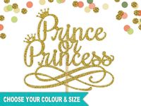 Prince or Princess Cake Topper Gender Reveal Party Baby Shower Boy or Girl Fancy Crowns Glitter Metallic Foil Centerpiece Pick by FlyingOwlStudio on Etsy