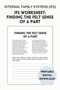 Are you looking for a unique way to understand your Internal Family Systems (IFS)? Our Parts Worksheet on Felt Sense of Parts is a beautiful and creative approach to mapping out your managers, firefighters, exiles and more. With interactive prompts and quotes, this worksheet will help you gain a better understanding of your parts and how they work together. Unlock the hidden stories of your internal family systems and create a space of compassion and healing.