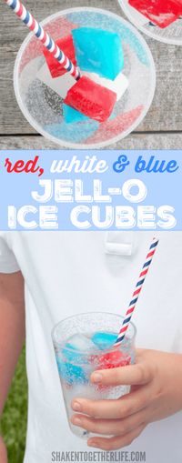 Red, White and Blue Jell-O Ice Cubes are SO cool! They are tasty, colorful and they don't melt! Perfect for Memorial Day and the 4th of July!