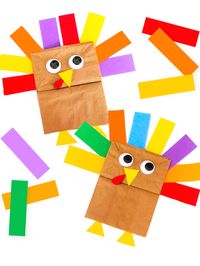 Paper Bag Turkey Craft, Thanksgiving Crafts for Kids, Easy Preschool Fall Crafts