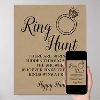 Ring hunt game Bridal shower rustic wedding sign | Zazzle